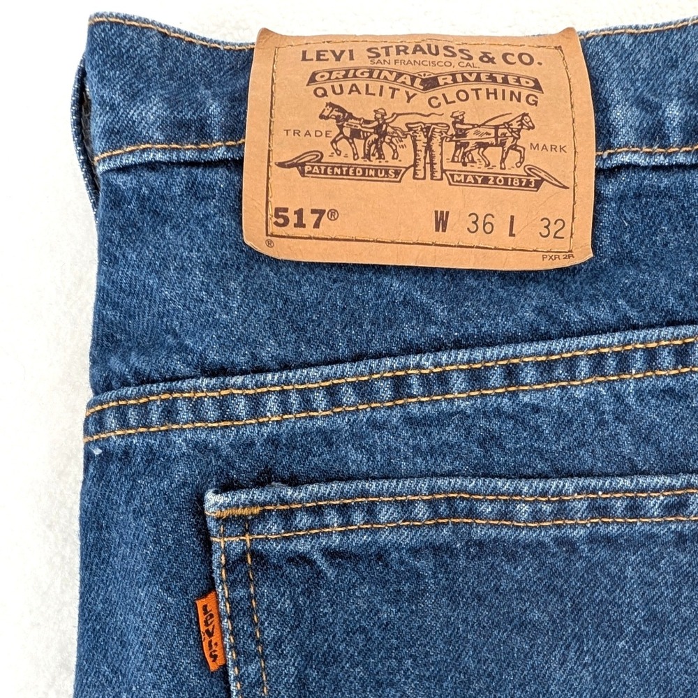 Vintage 1998 Levi's 517 Orange Tab USA Made Bootcut Jeans Dark Wash 34x32 90s